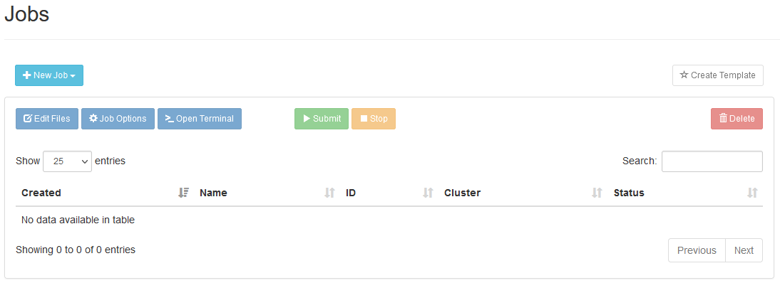 Job composer page with no jobs