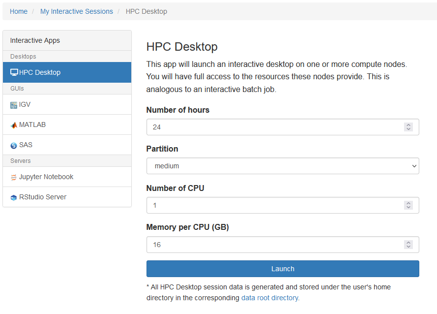 Setup for HPC Desktop session