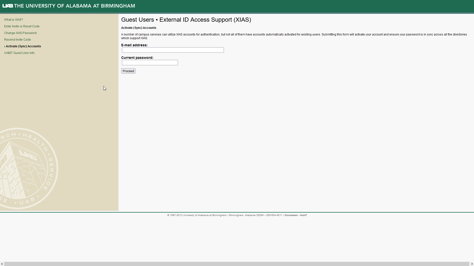 Image showing activate (sync) accounts form. Form requires email address and current password.