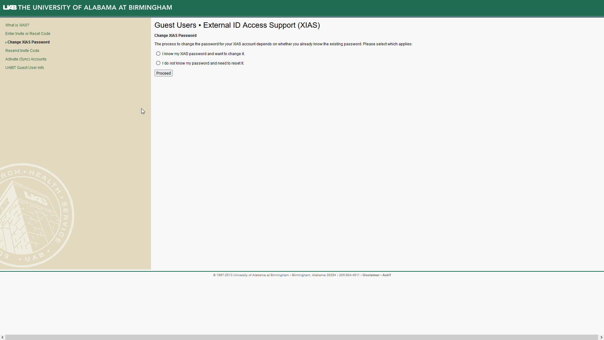 Image showing the change XIAS password form.